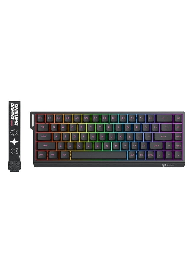أونيكوما لوحة مفاتيح MT603 الميكانيكية للألعاب، ثلاثية الأوضاع، بإضاءة RGB، مزودة بـ 68 مفتاحًا، تدعم الاتصال اللاسلكي بتردد 2.4 جيجاهرتز، وتقنية بلوتوث، والاتصال السلكي من النوع C، تصميم صغير الحجم، إضاءة خلفية RGB، تصميم سهل الاستخدام  التوصيل والتشغيل - Image 1
